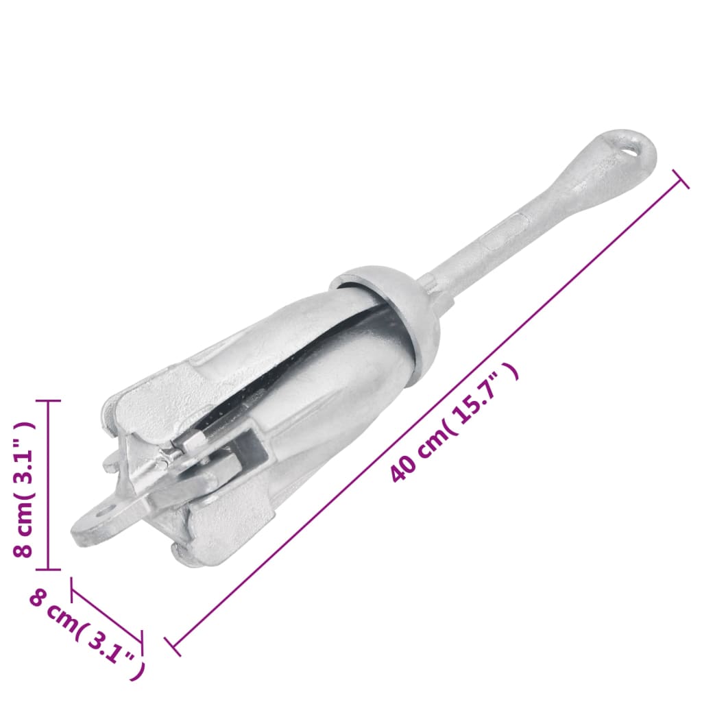 Ancla plegable con cuerda hierro maleable plateado 3,2 kg vidaXL