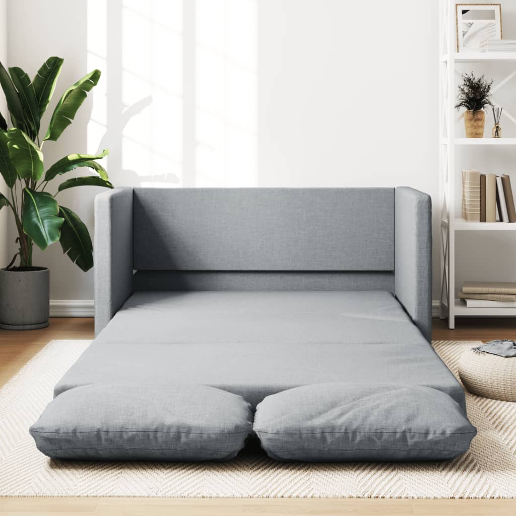 Vetonek Sofá cama de suelo 2 en 1 tela gris claro 112x174x55 cm