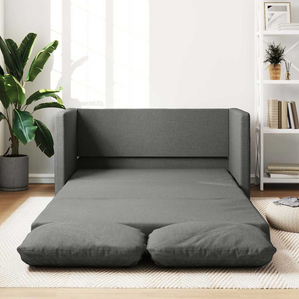 Vetonek Sofá cama de suelo 2 en 1 tela gris oscuro 112x174x55 cm