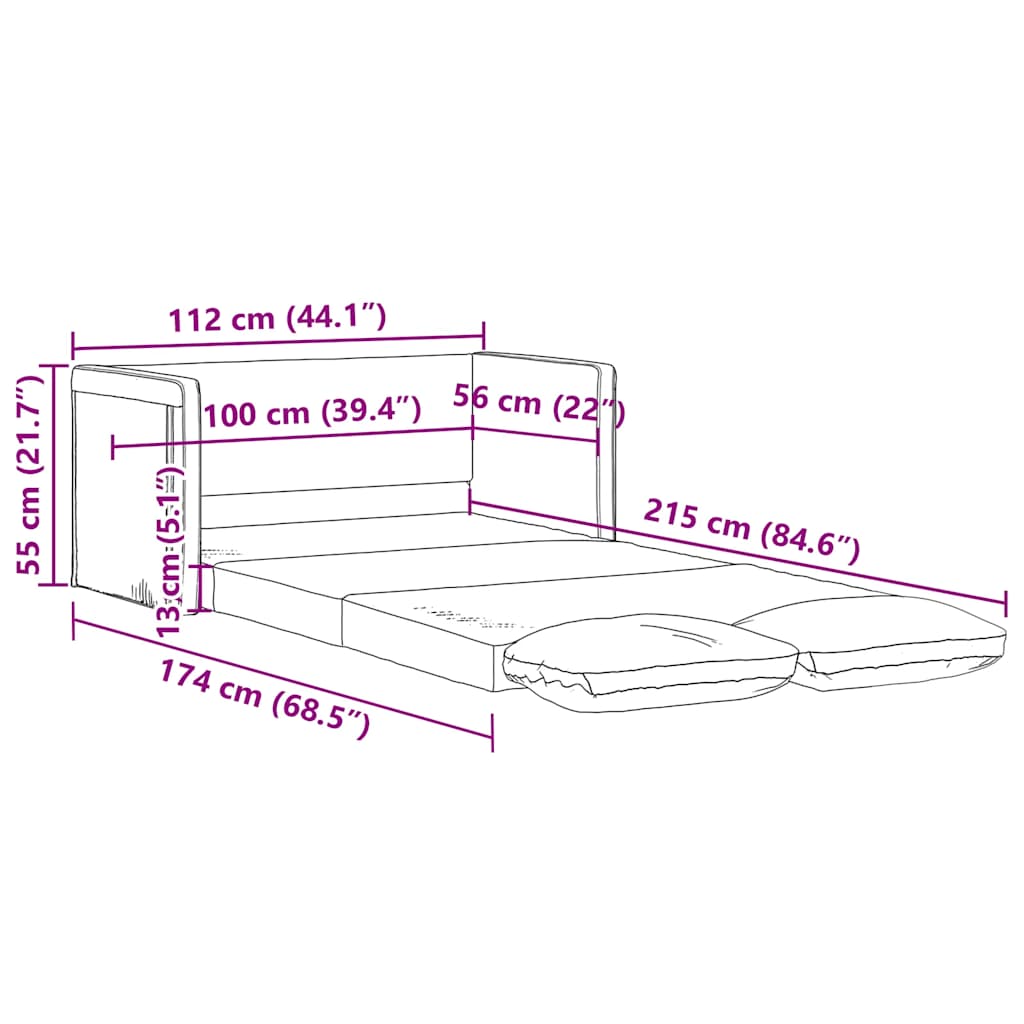 Sofá cama de suelo 2 en 1 tela gris oscuro 112x174x55 cm