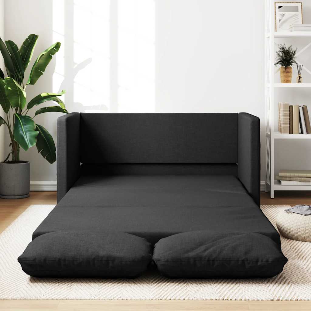 Vetonek Sofá cama de suelo 2 en 1 tela negro 112x174x55 cm