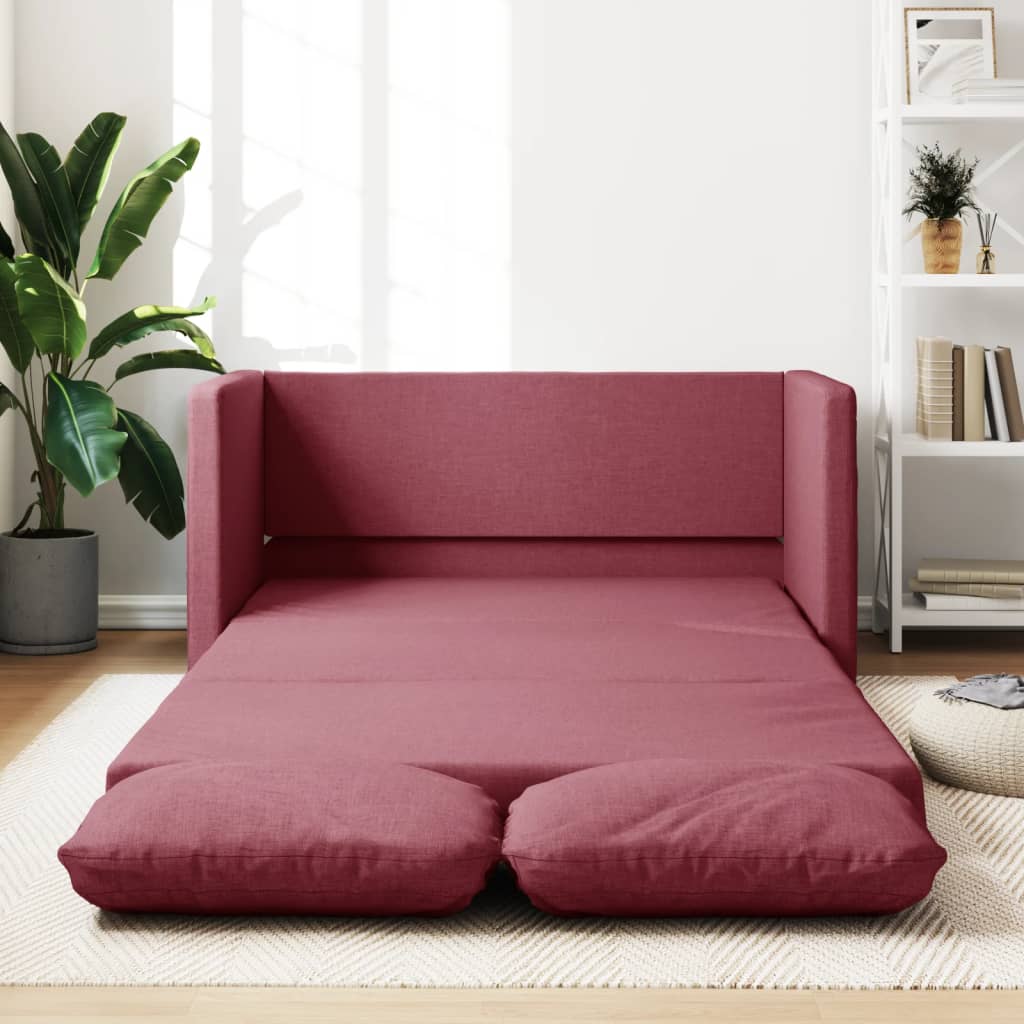 Vetonek Sofá cama de suelo 2 en 1 tela rojo tinto 112x174x55 cm