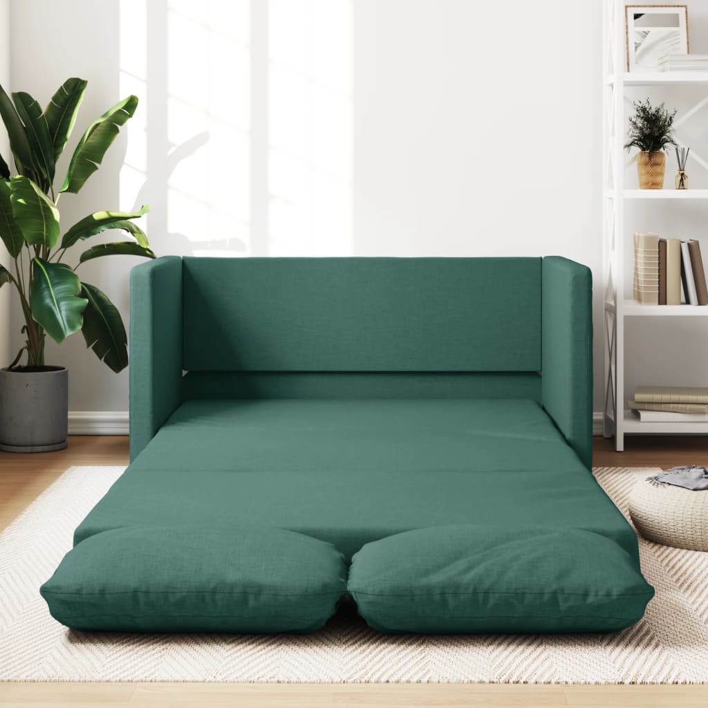 Vetonek Sofá cama de suelo 2 en 1 tela verde oscuro 112x174x55 cm