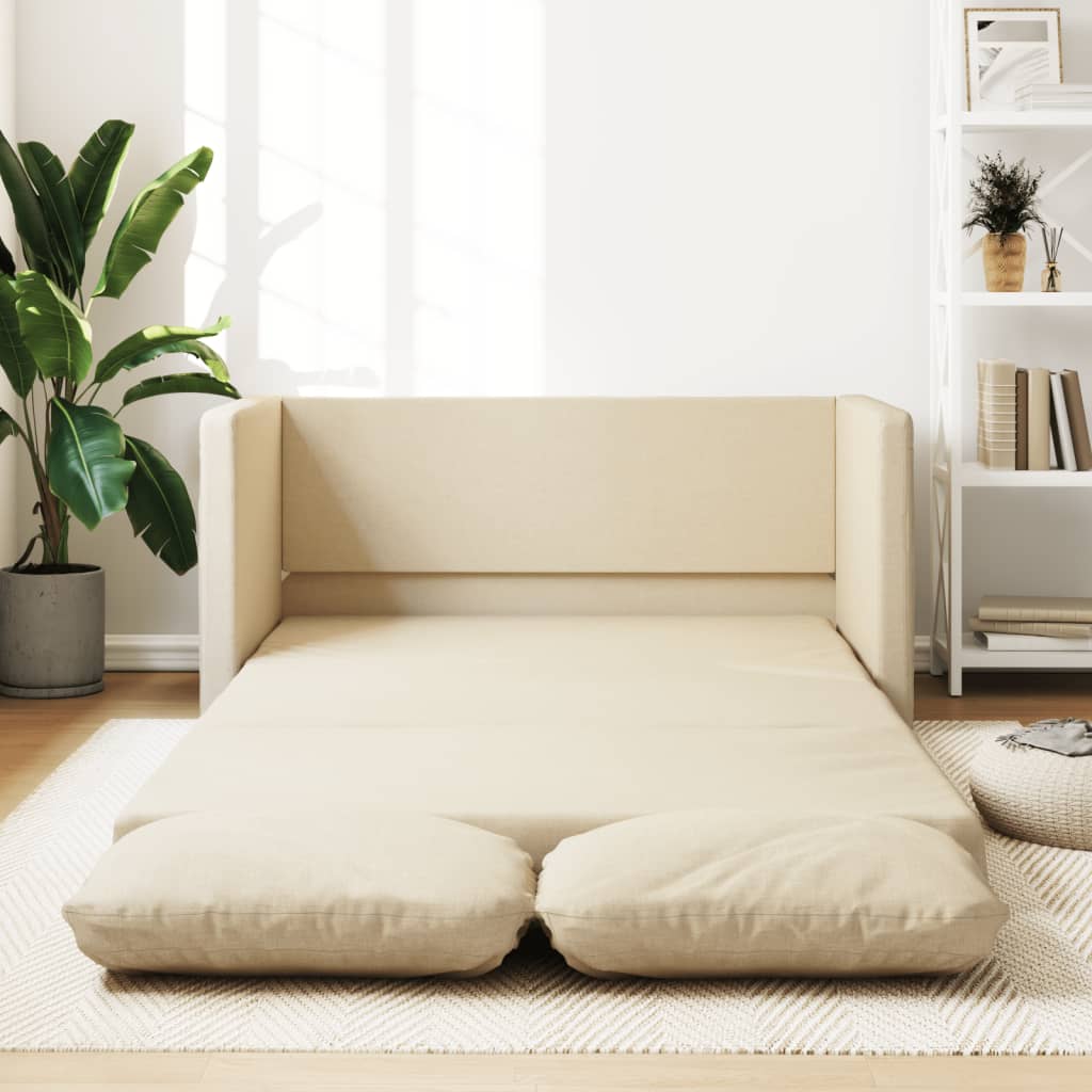 Vetonek Sofá cama de suelo 2 en 1 tela crema 112x174x55 cm