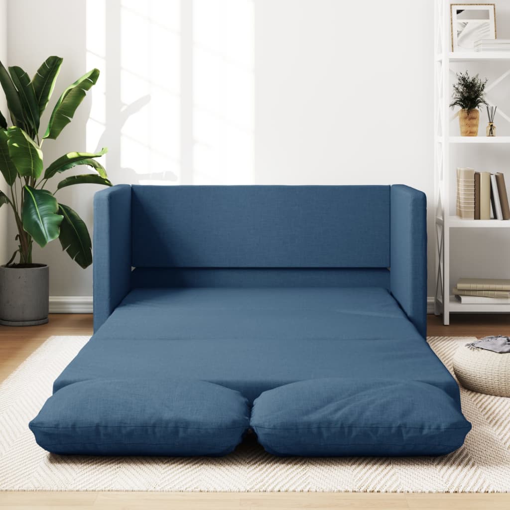 Vetonek Sofá cama de suelo 2 en 1 tela azul 112x174x55 cm