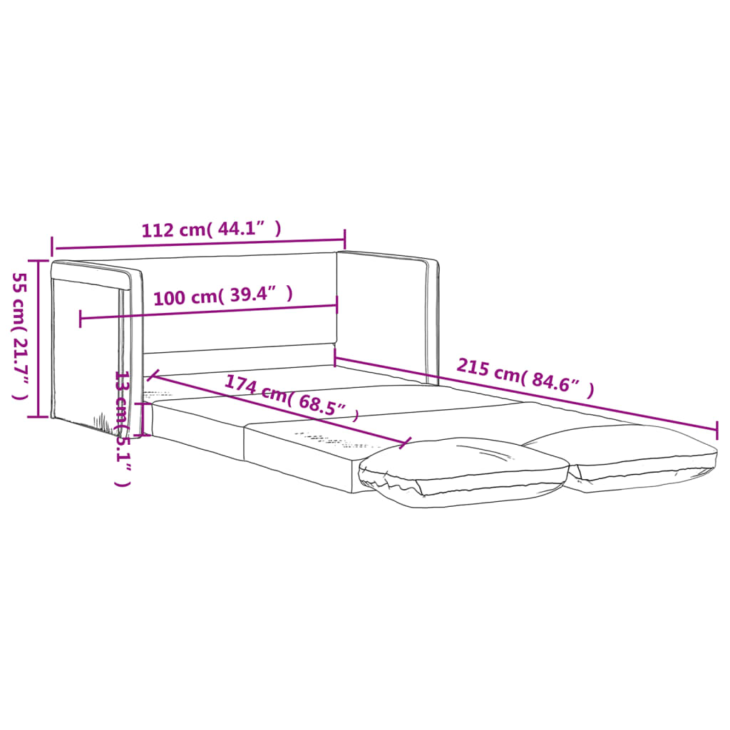 Sofá cama de suelo 2 en 1 tela azul 112x174x55 cm