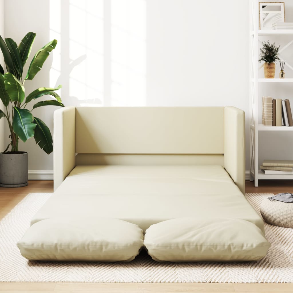 Vetonek Sofá cama de suelo 2 en 1 cuero sintético crema 112x174x55 cm