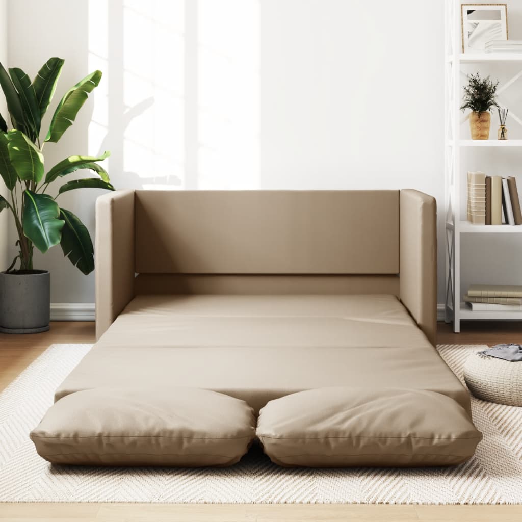 Vetonek Sofá cama suelo 2 en 1 cuero sintético capuchino 112x174x55 cm