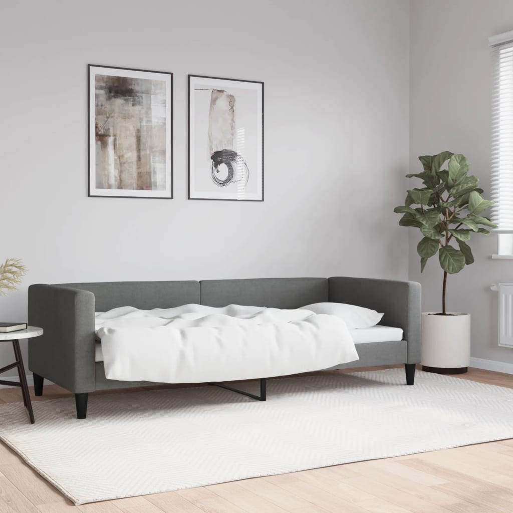 Vetonek Sofá cama sin colchón tela gris oscuro 80x200 cm