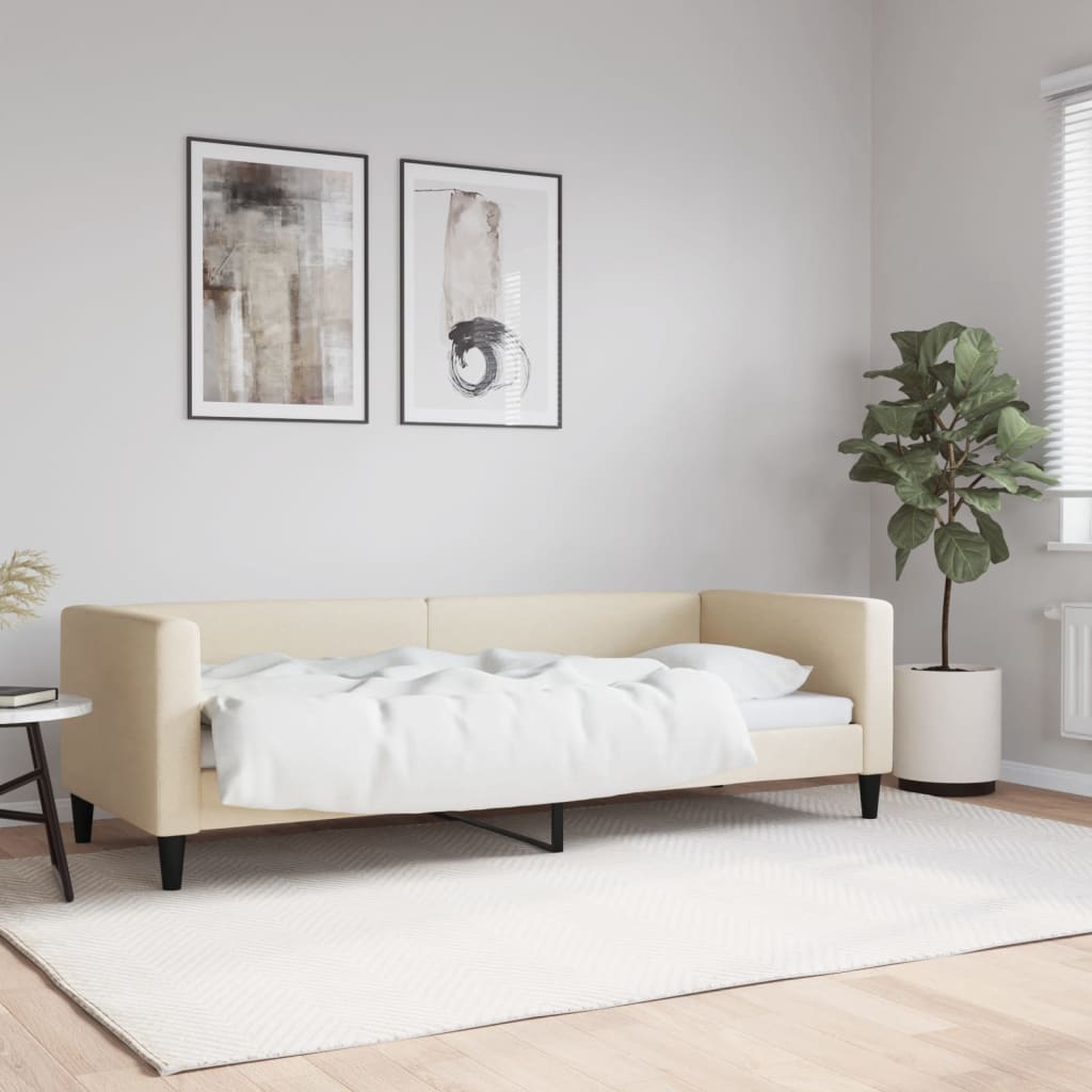 Vetonek Sofá cama sin colchón tela crema 80x200 cm