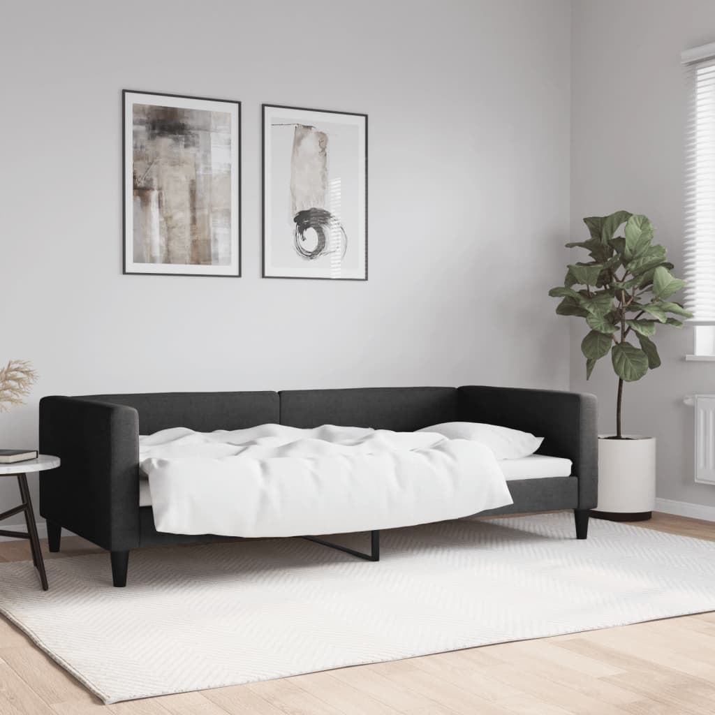 Vetonek Sofá cama sin colchón tela negro 90x200 cm