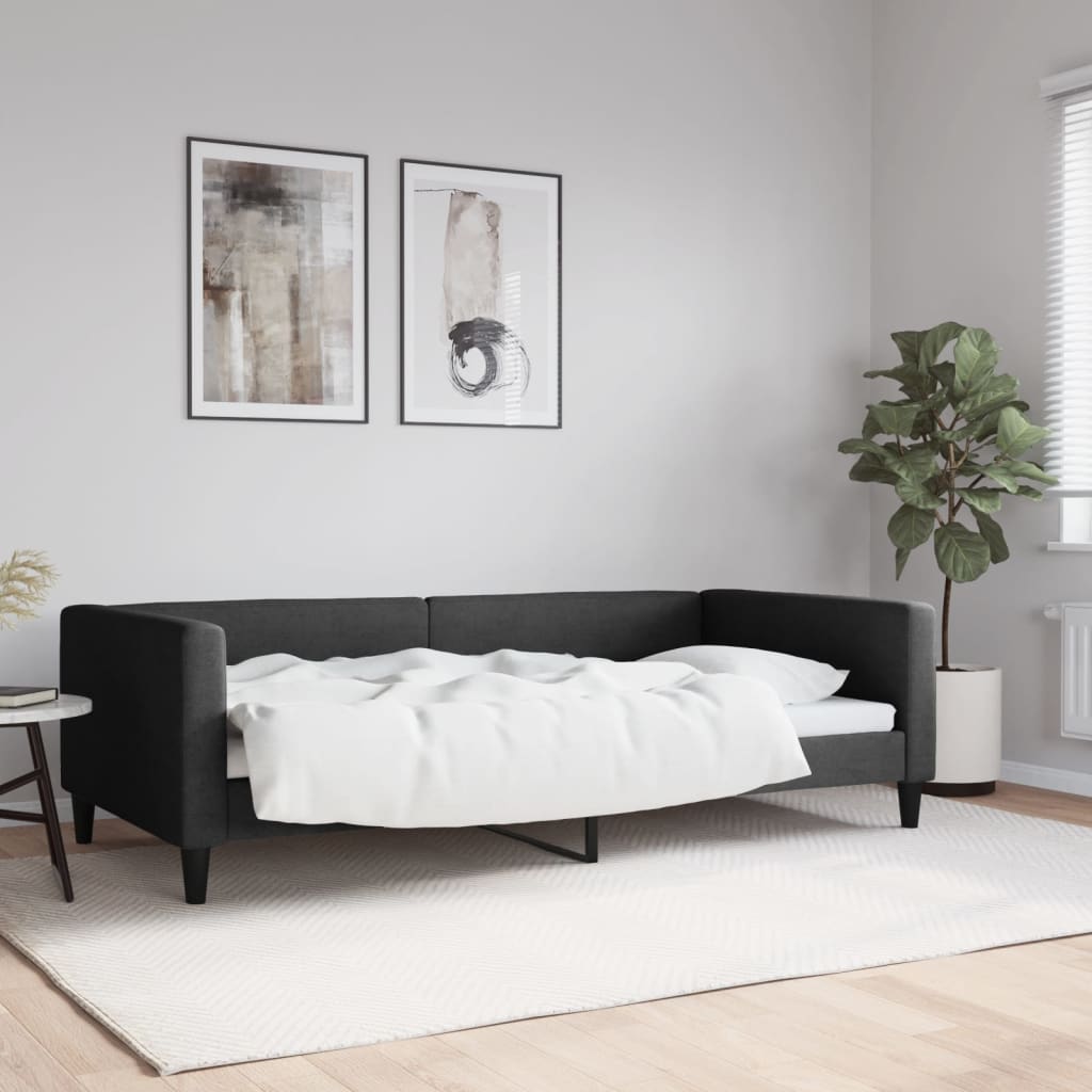 Vetonek Sofá cama sin colchón tela negro 100x200 cm