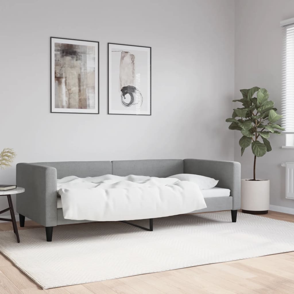 Vetonek Sofá cama sin colchón tela gris claro 90x190 cm