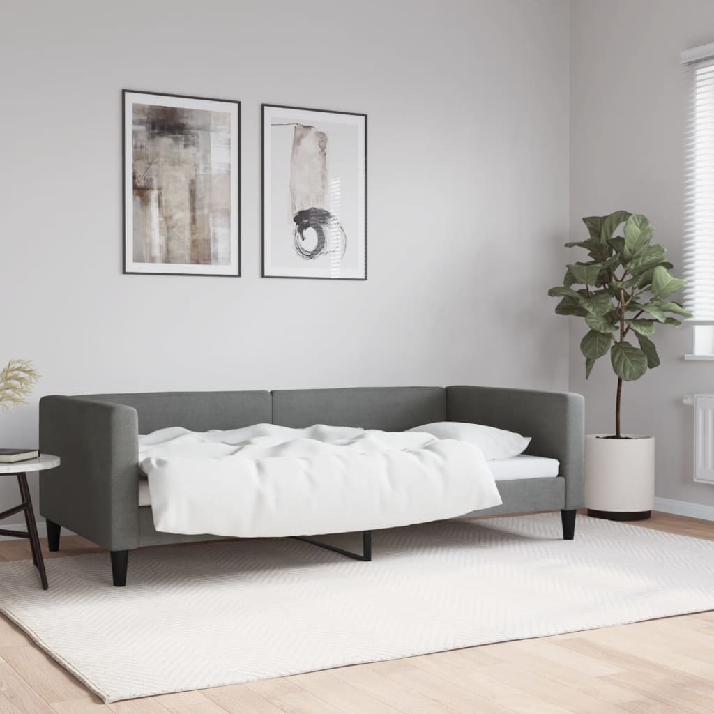 Vetonek Sofá cama sin colchón tela gris oscuro 90x190 cm