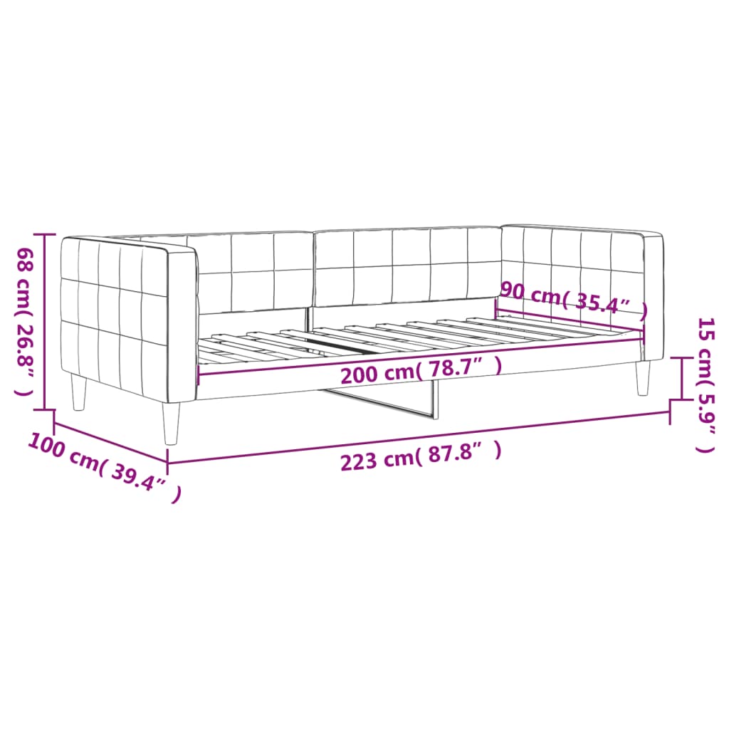 Sofá cama sin colchón terciopelo rosa 90x200 cm