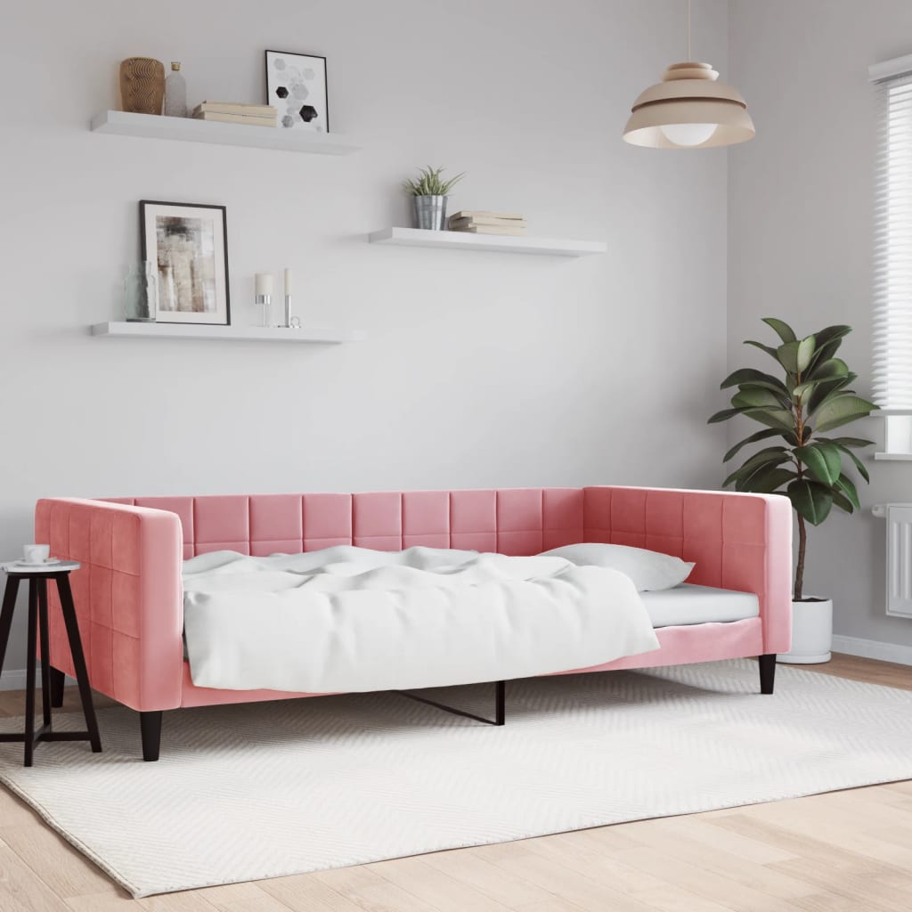 Vetonek Sofá cama terciopelo rosa 100x200 cm