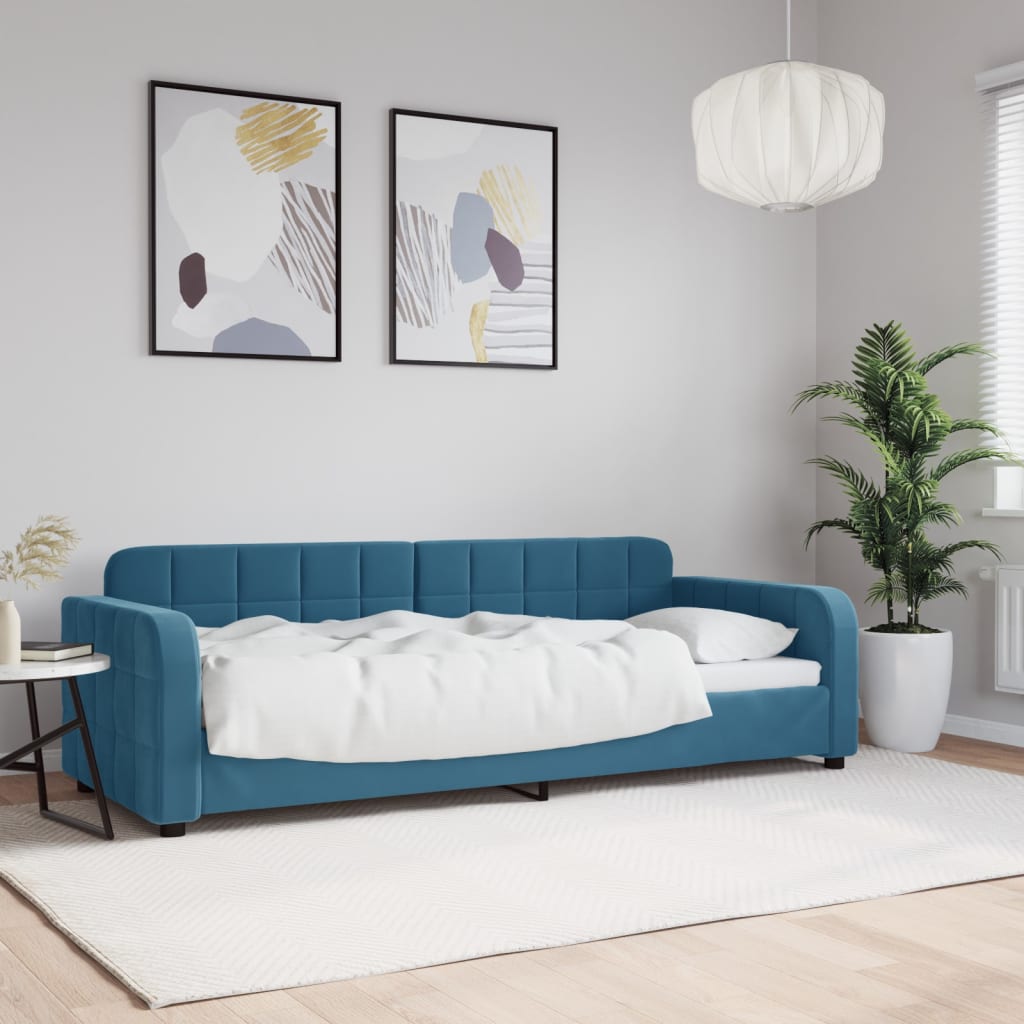 Vetonek Sofá cama sin colchón terciopelo azul 80x200 cm