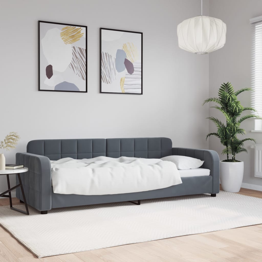 Vetonek Sofá cama terciopelo gris oscuro 80x200 cm