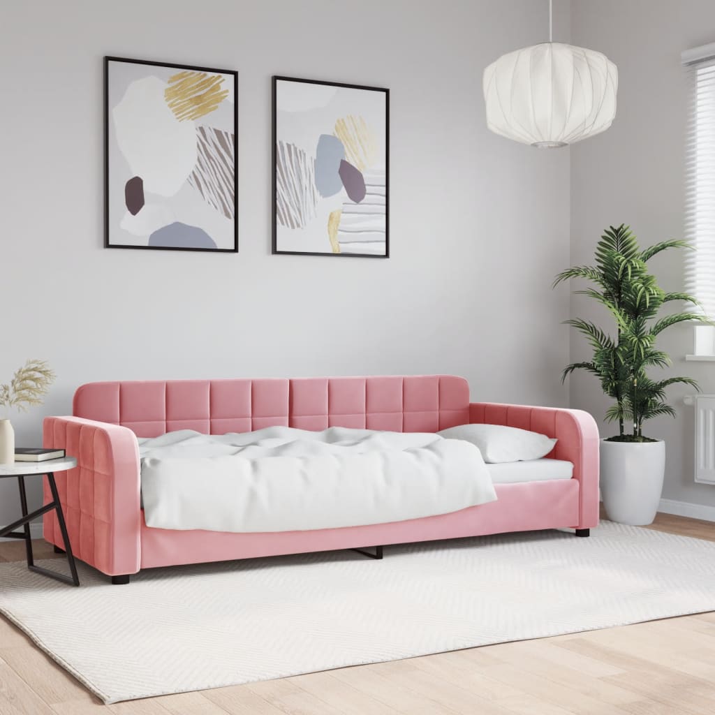 Vetonek Sofá cama sin colchón terciopelo rosa 80x200 cm