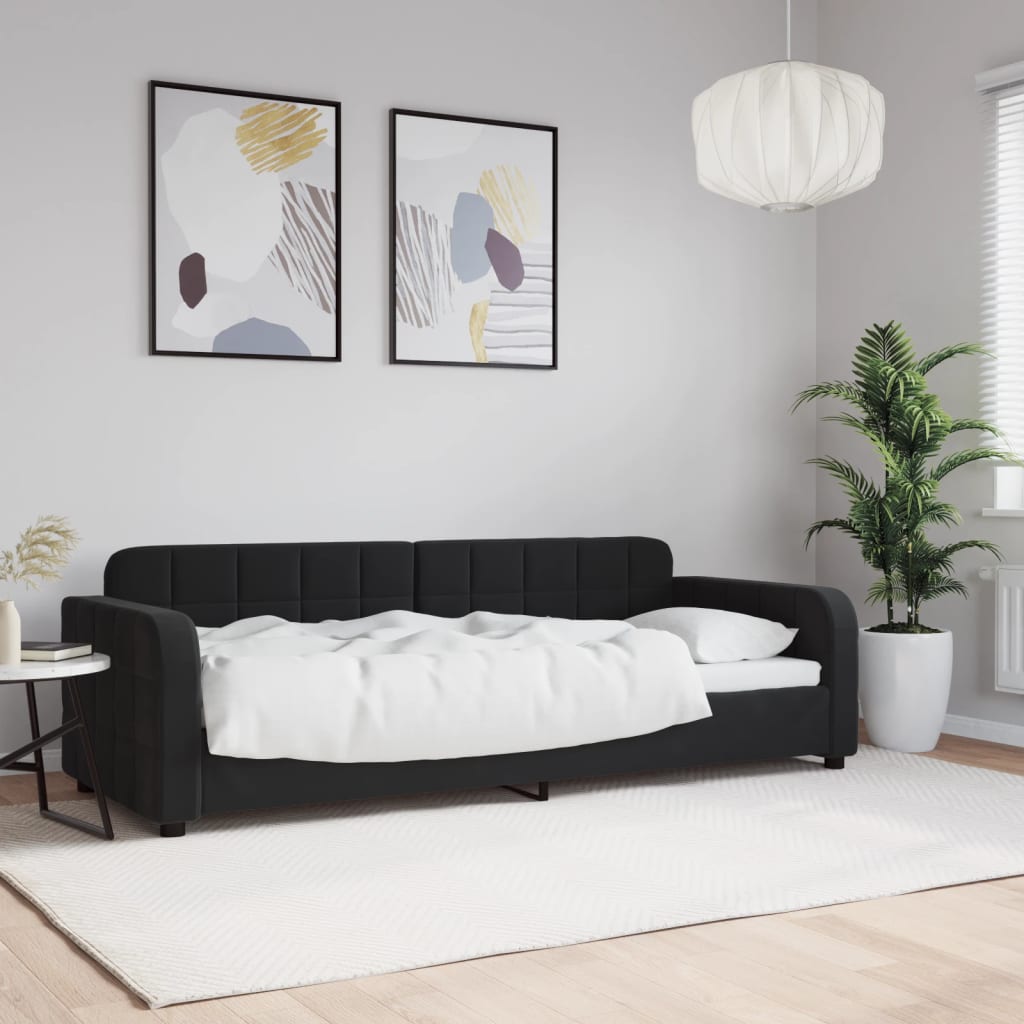 Vetonek Sofá cama sin colchón terciopelo negro 80x200 cm