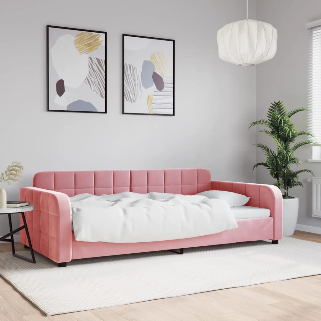 Vetonek Sofá cama terciopelo rosa 100x200 cm