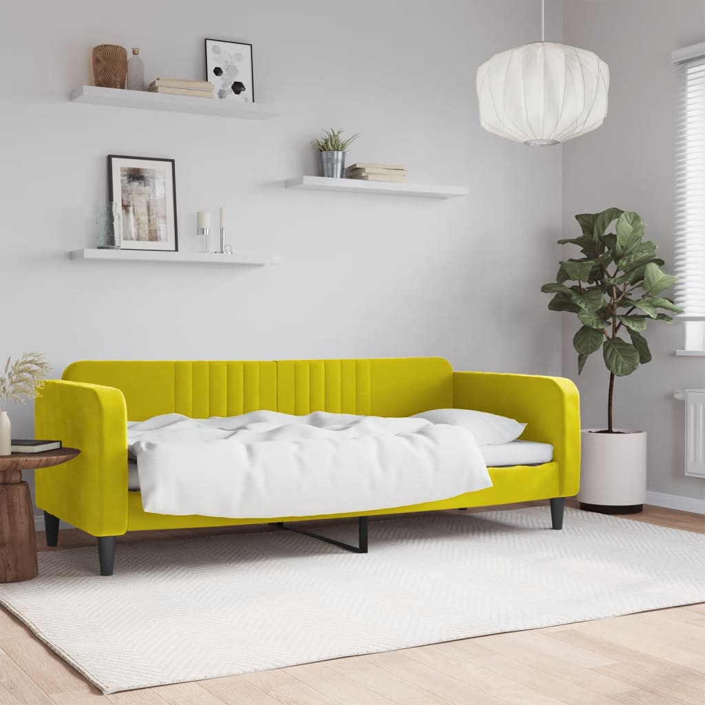 Vetonek Sofá cama sin colchón terciopelo amarillo 80x200 cm