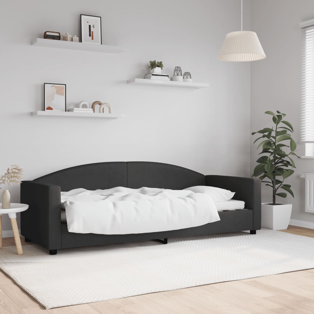 Vetonek Sofá cama sin colchón tela negro 80x200 cm