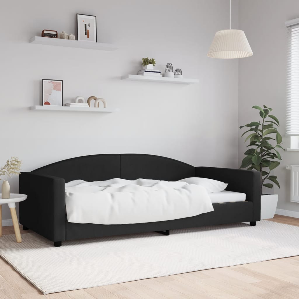 Vetonek Sofá cama sin colchón tela negro 100x200 cm