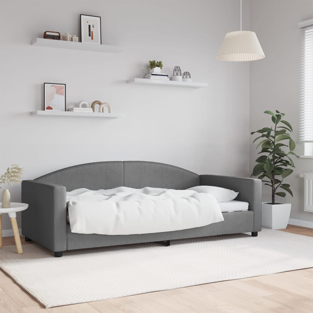 Vetonek Sofá cama sin colchón tela gris oscuro 90x190 cm