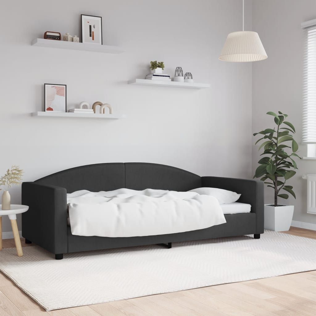 Vetonek Sofá cama sin colchón tela negro 90x190 cm