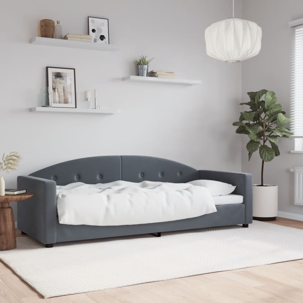 Vetonek Sofá cama terciopelo gris oscuro 80x200 cm