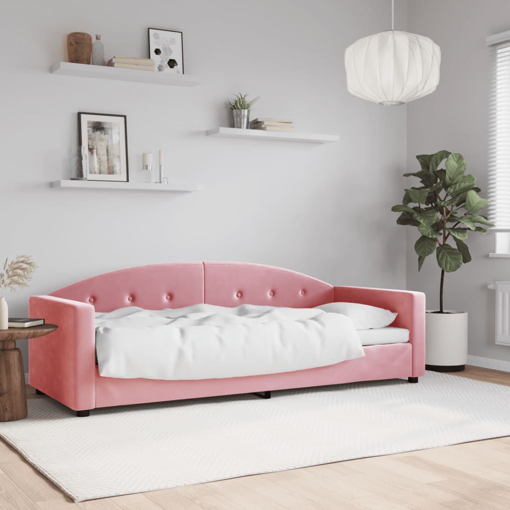 Vetonek Sofá cama sin colchón terciopelo rosa 80x200 cm