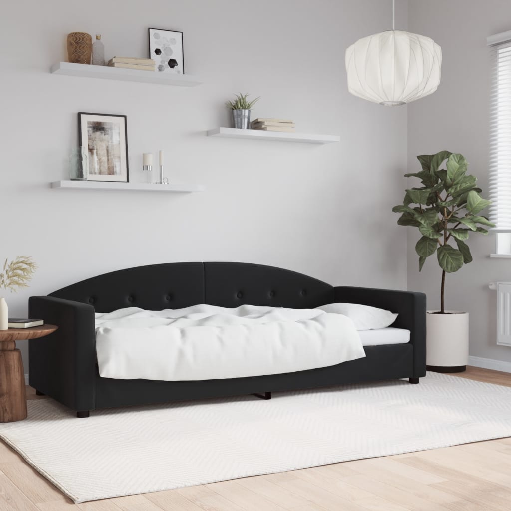 Vetonek Sofá cama sin colchón terciopelo negro 80x200 cm