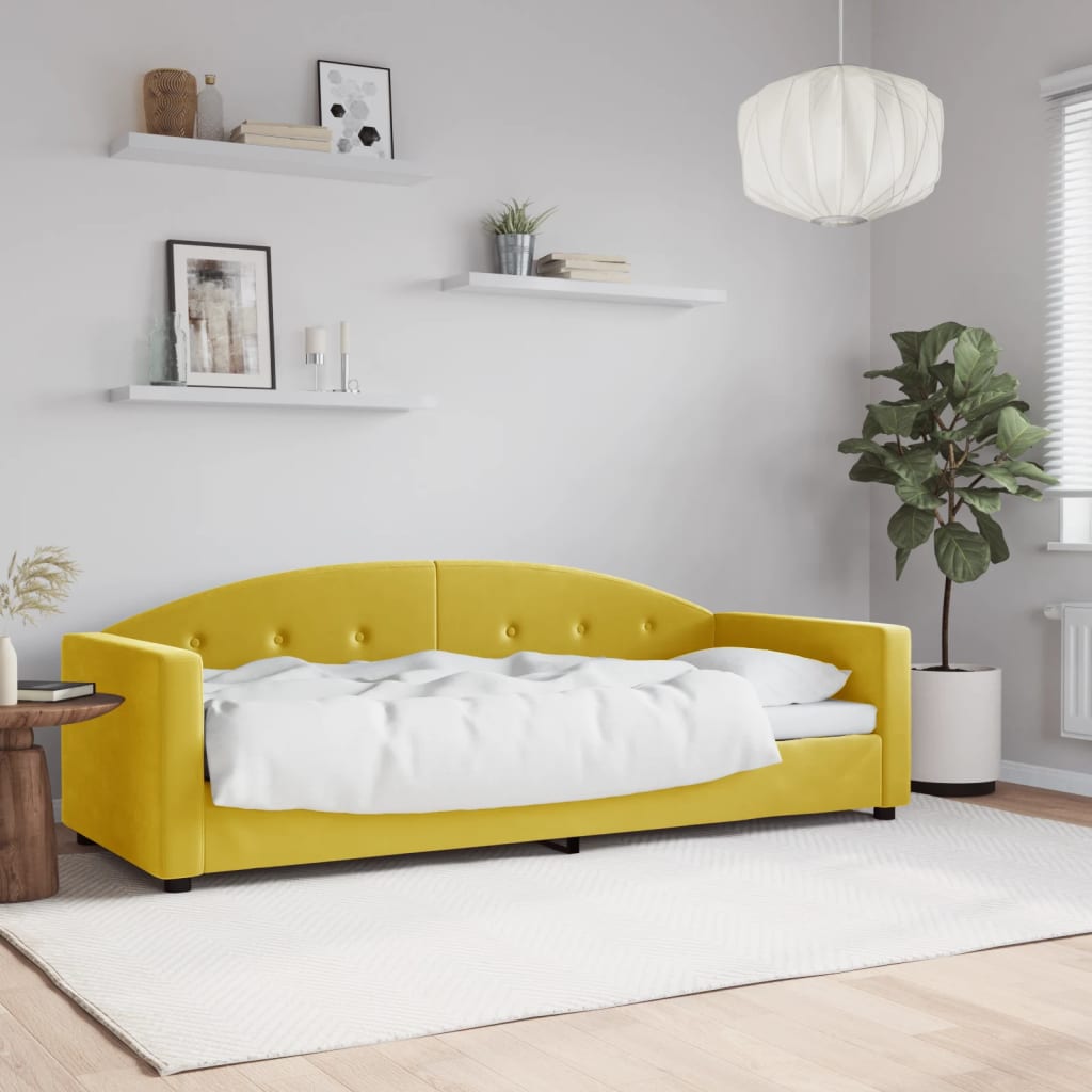 Vetonek Sofá cama sin colchón terciopelo amarillo 80x200 cm