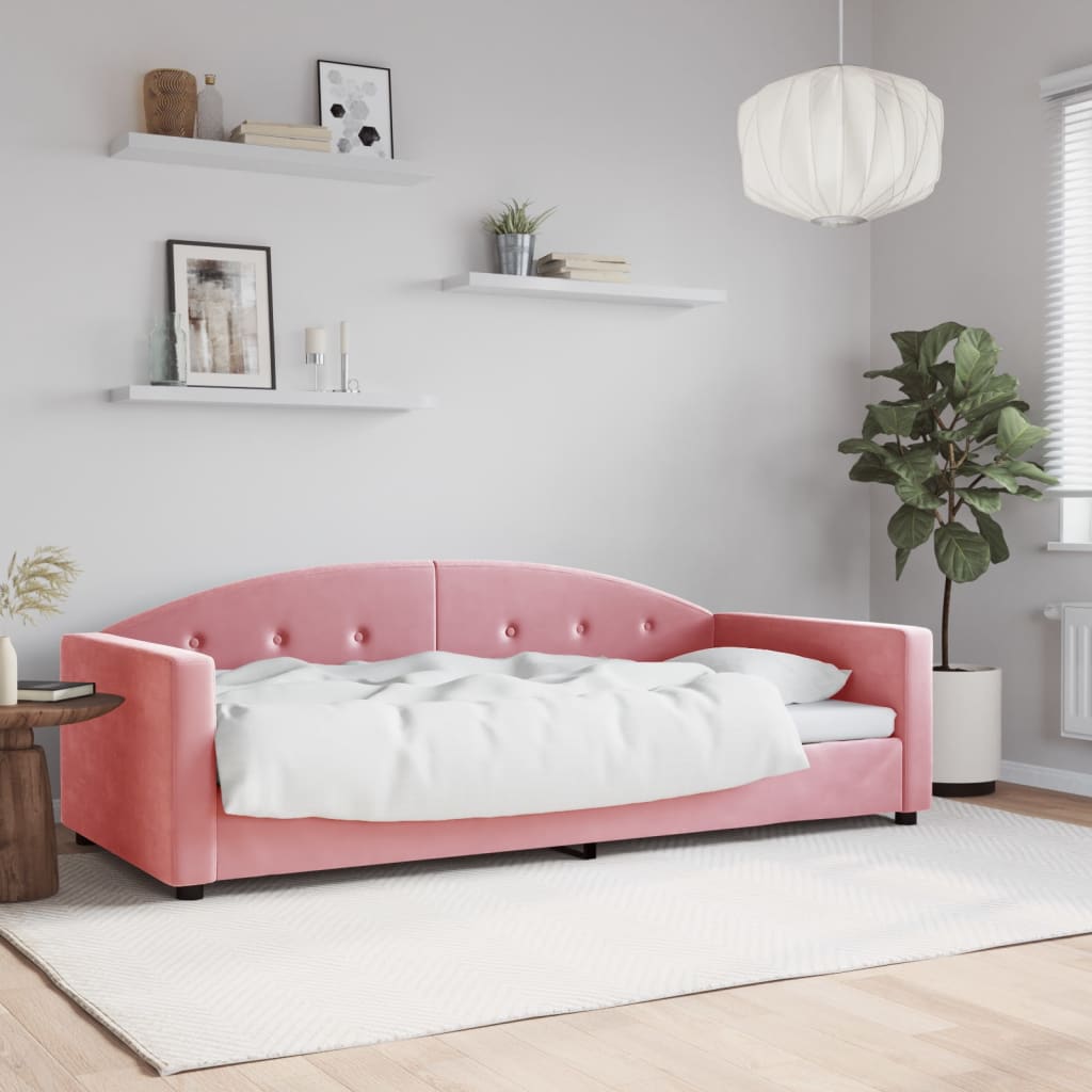 Vetonek Sofá cama sin colchón terciopelo rosa 90x200 cm