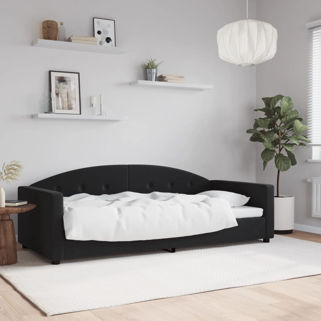 Vetonek Sofá cama sin colchón terciopelo negro 90x200 cm