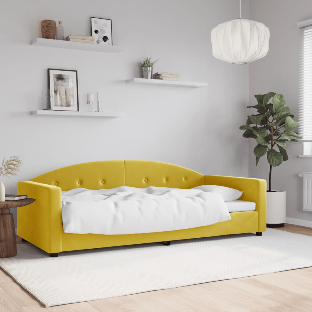 Vetonek Sofá cama sin colchón terciopelo amarillo 90x200 cm