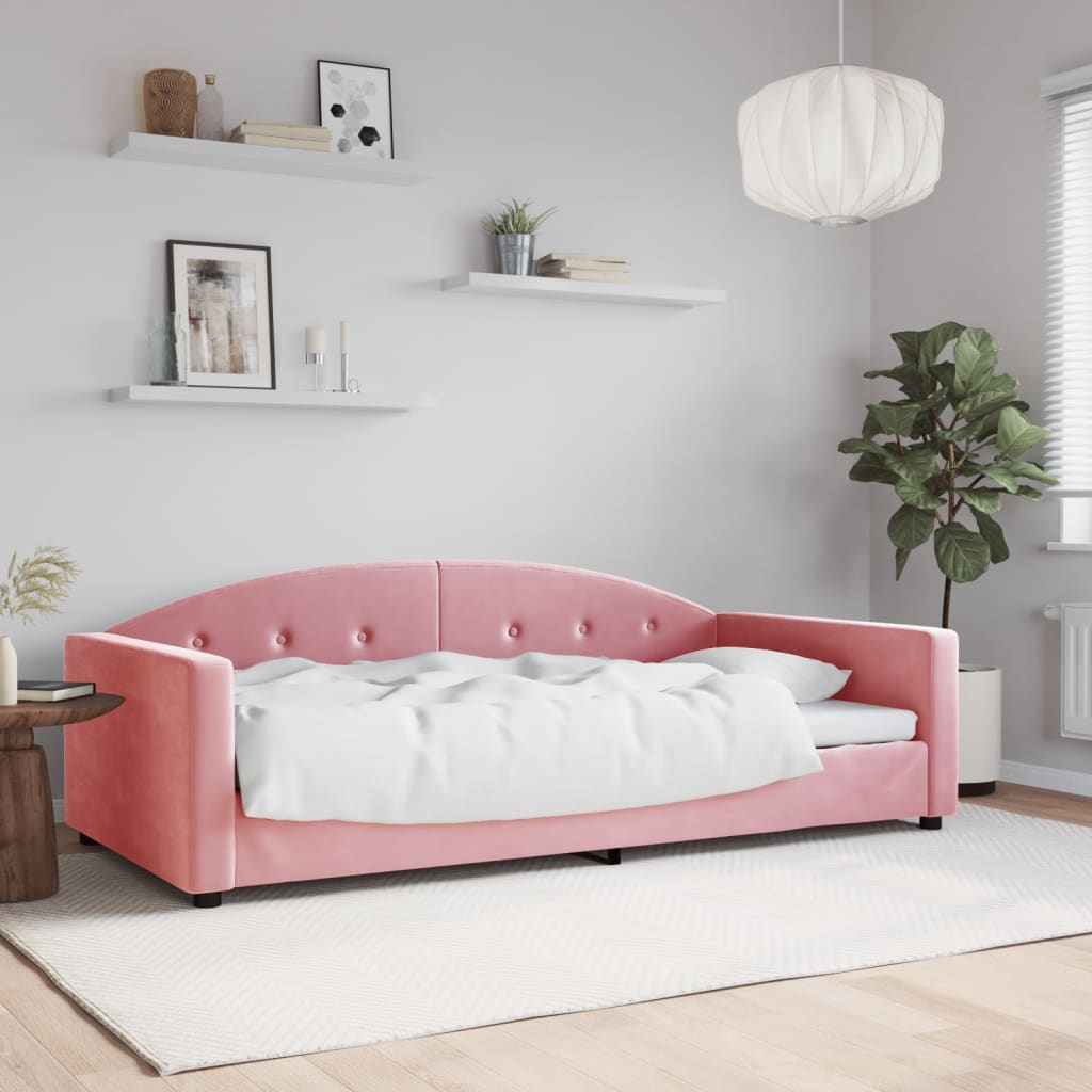 Vetonek Sofá cama terciopelo rosa 100x200 cm