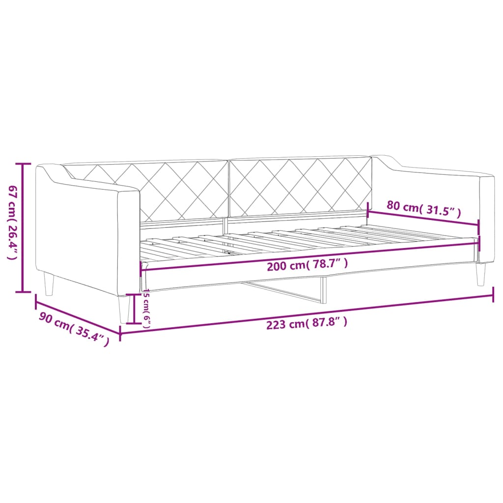 Sofa ohea koltxoi gabe Claro Grey Fabric 80x200 cm