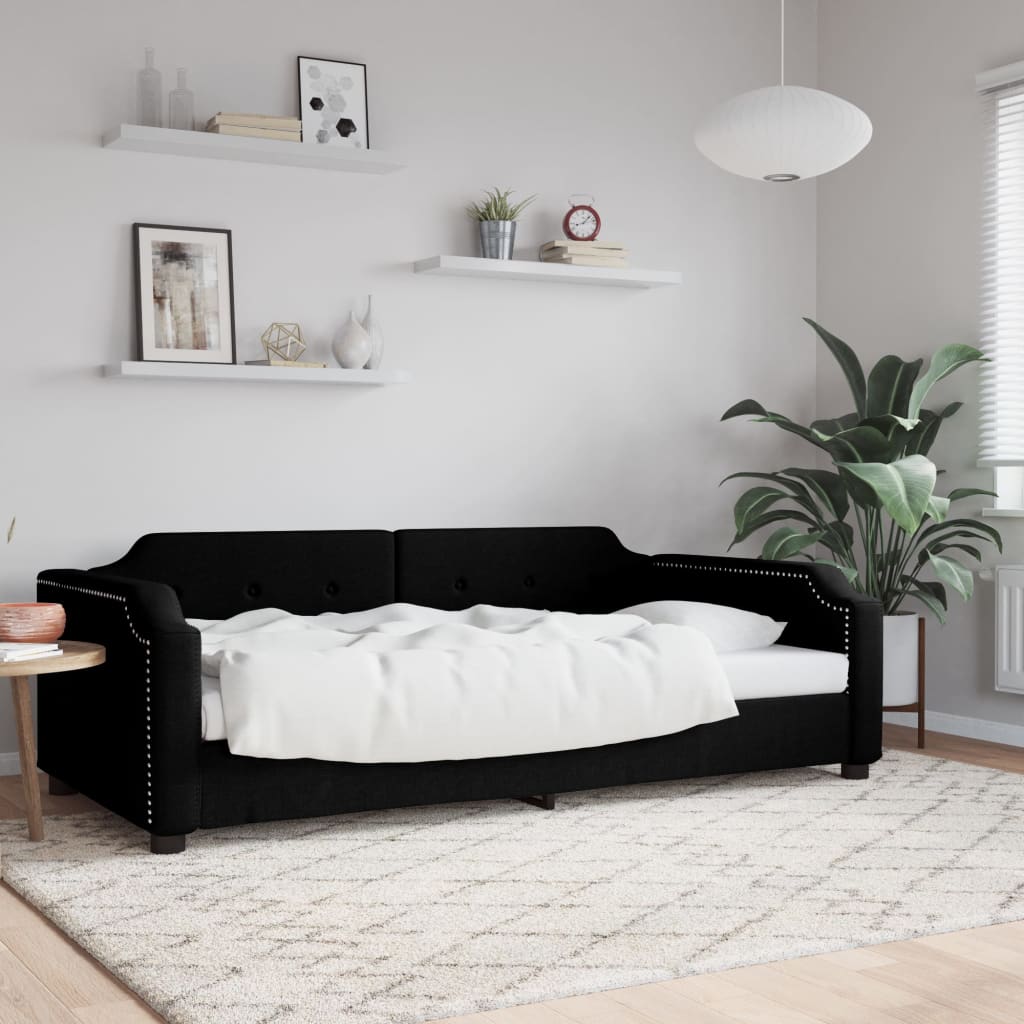 Vetonek Sofá cama sin colchón tela negro 80x200 cm