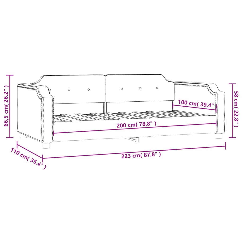 Sofa ohea koltxoi gabe, 100x200 cm oihal gris gris