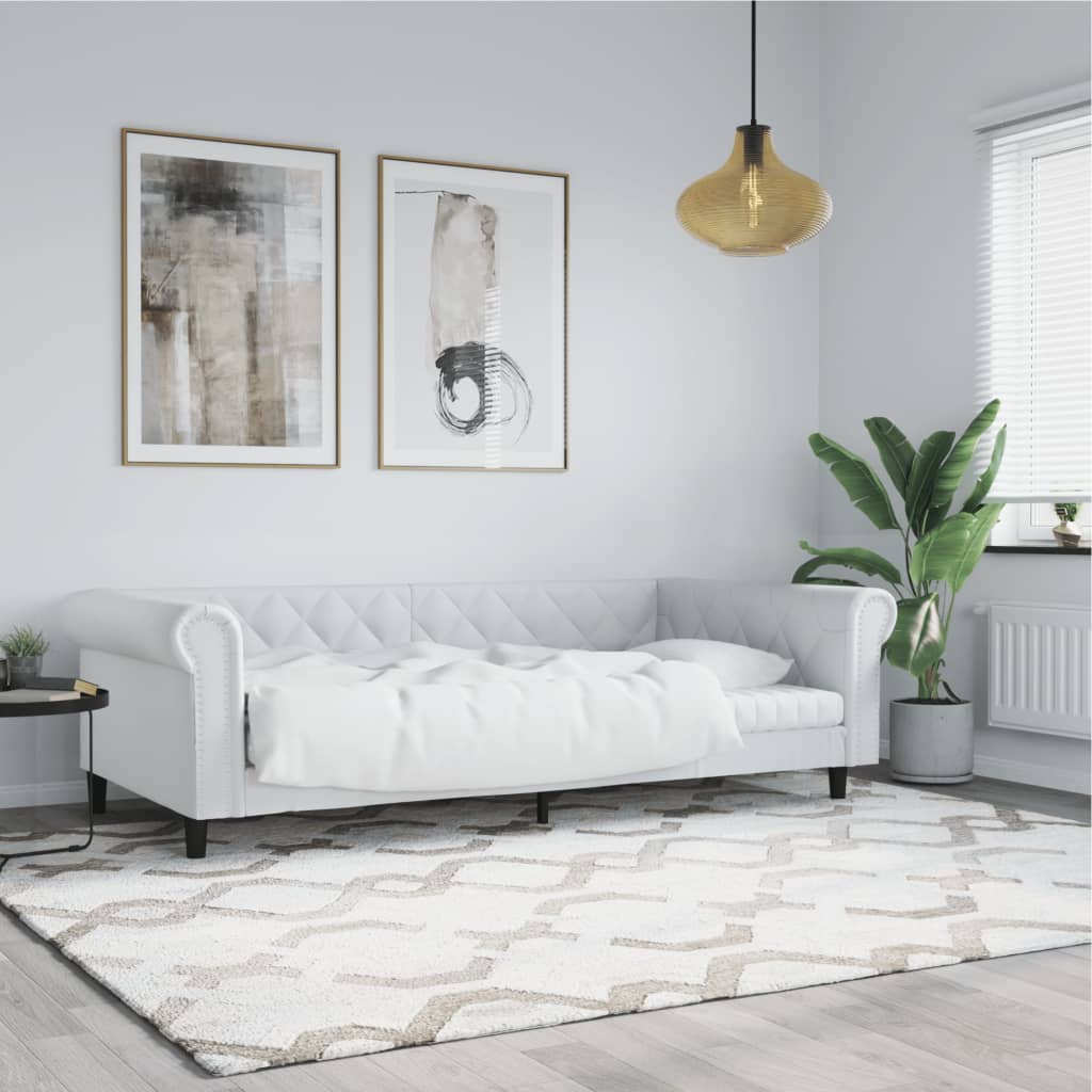 Vetonek Sofá cama cuero sintético blanco 80x200 cm