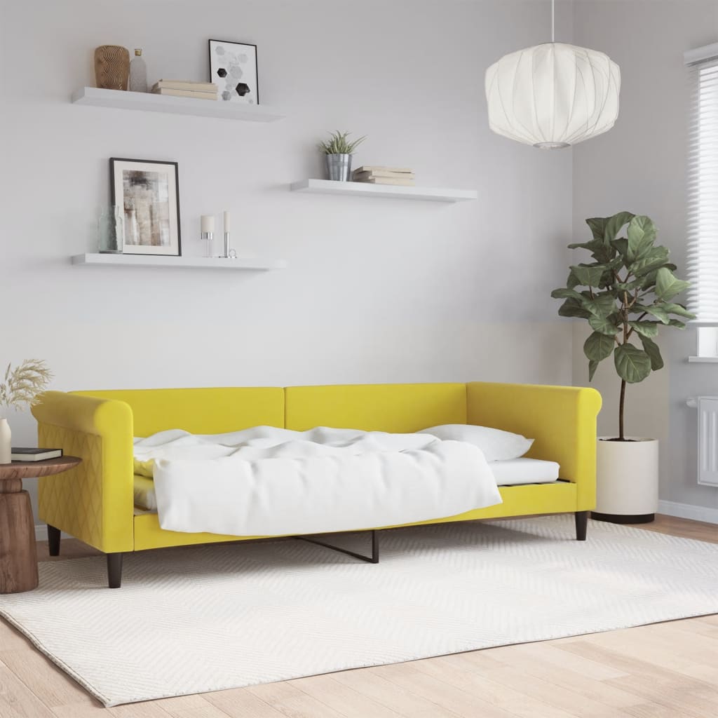 Vetonek Sofá cama sin colchón terciopelo amarillo 80x200 cm