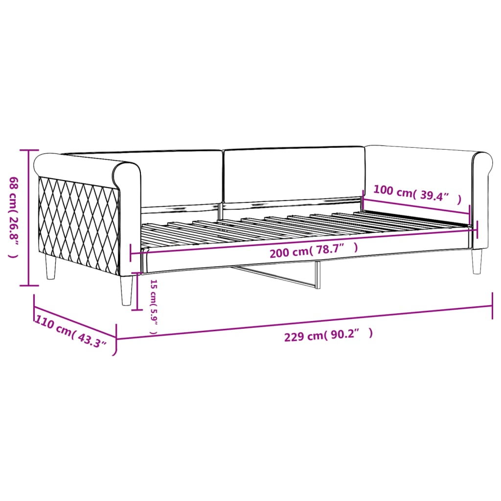 Sofá cama sin colchón terciopelo azul 100x200 cm vidaXL