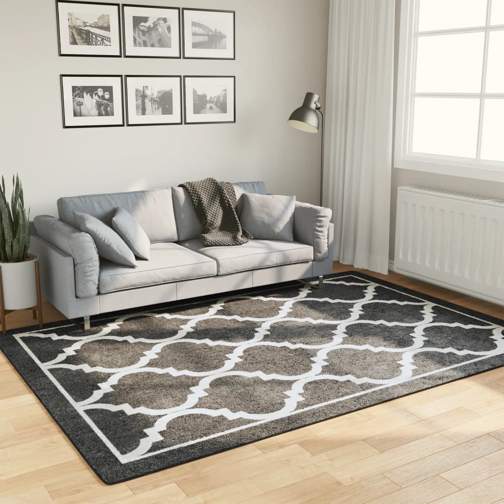 Vetonek Alfombra lavable antideslizante negro y blanco 160x230 cm