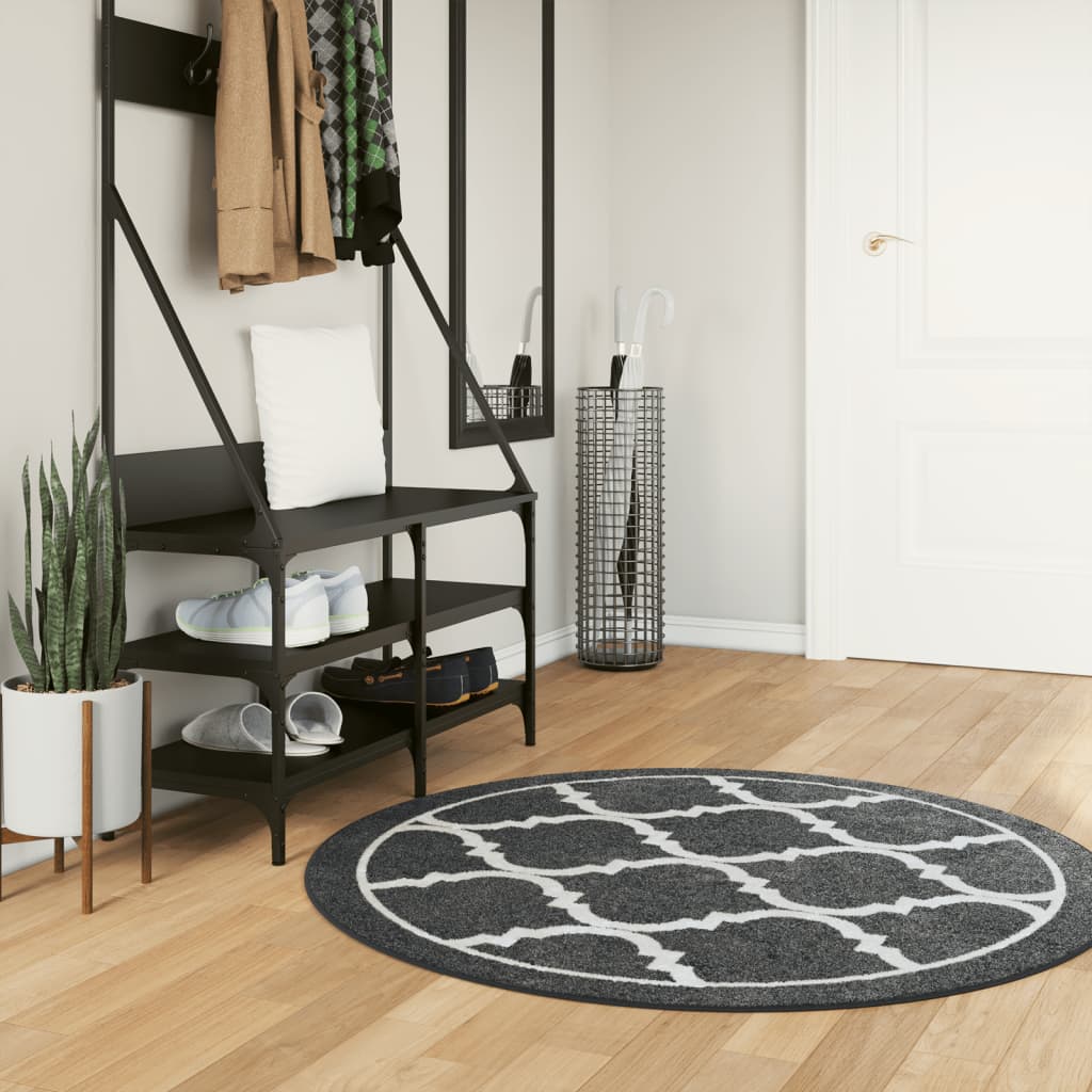 Vetonek Alfombra lavable antideslizante negro y blanco Ø 120 cm