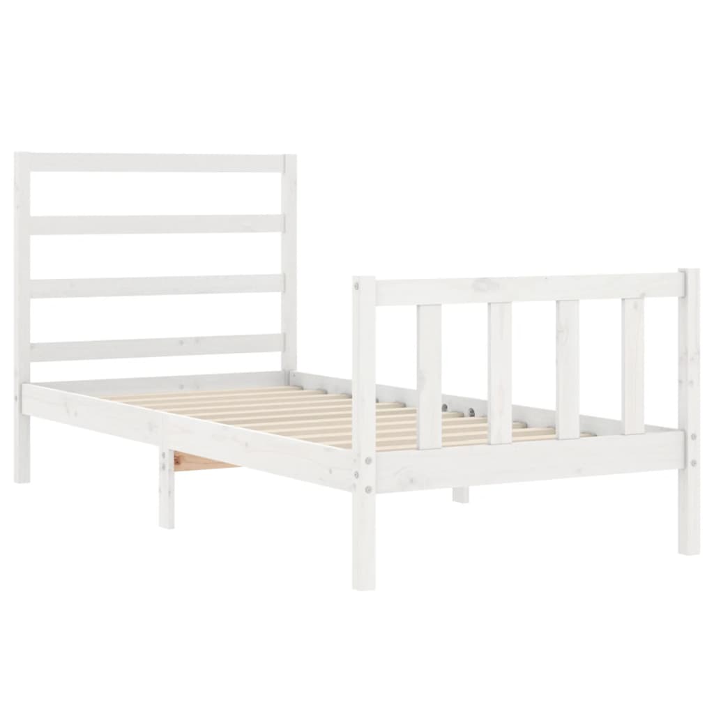 Estructura de cama individual con cabecero madera maciza blanco vidaXL