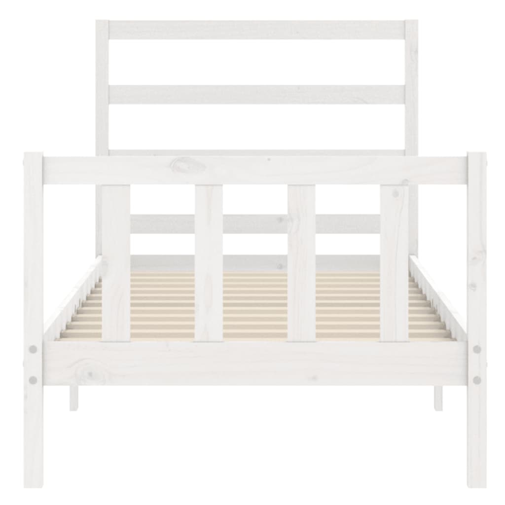 Estructura de cama individual con cabecero madera maciza blanco vidaXL