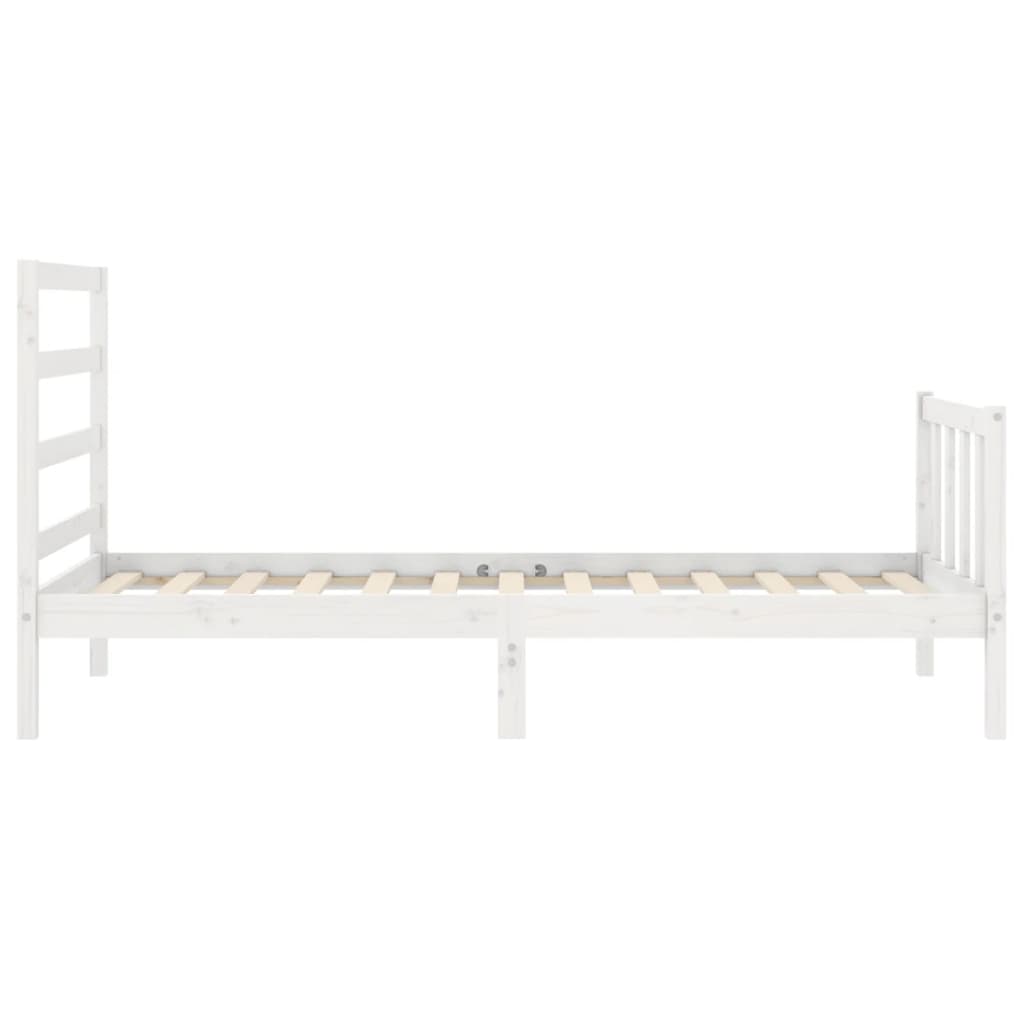 Estructura de cama individual con cabecero madera maciza blanco vidaXL