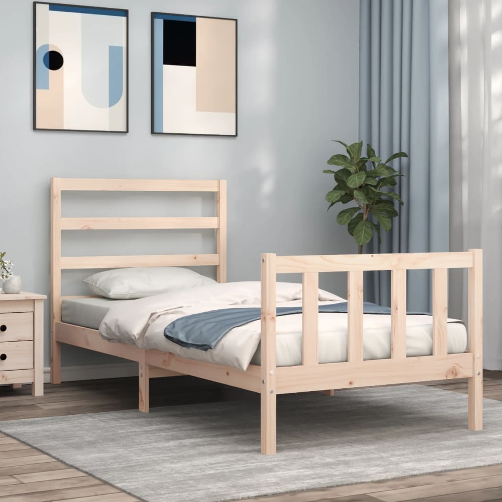 Vetonek Estructura de cama sin colchón madera maciza de pino 90x190 cm